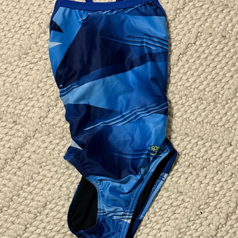 Speedo kids Pro Lt blue pattern swim suit, size 22